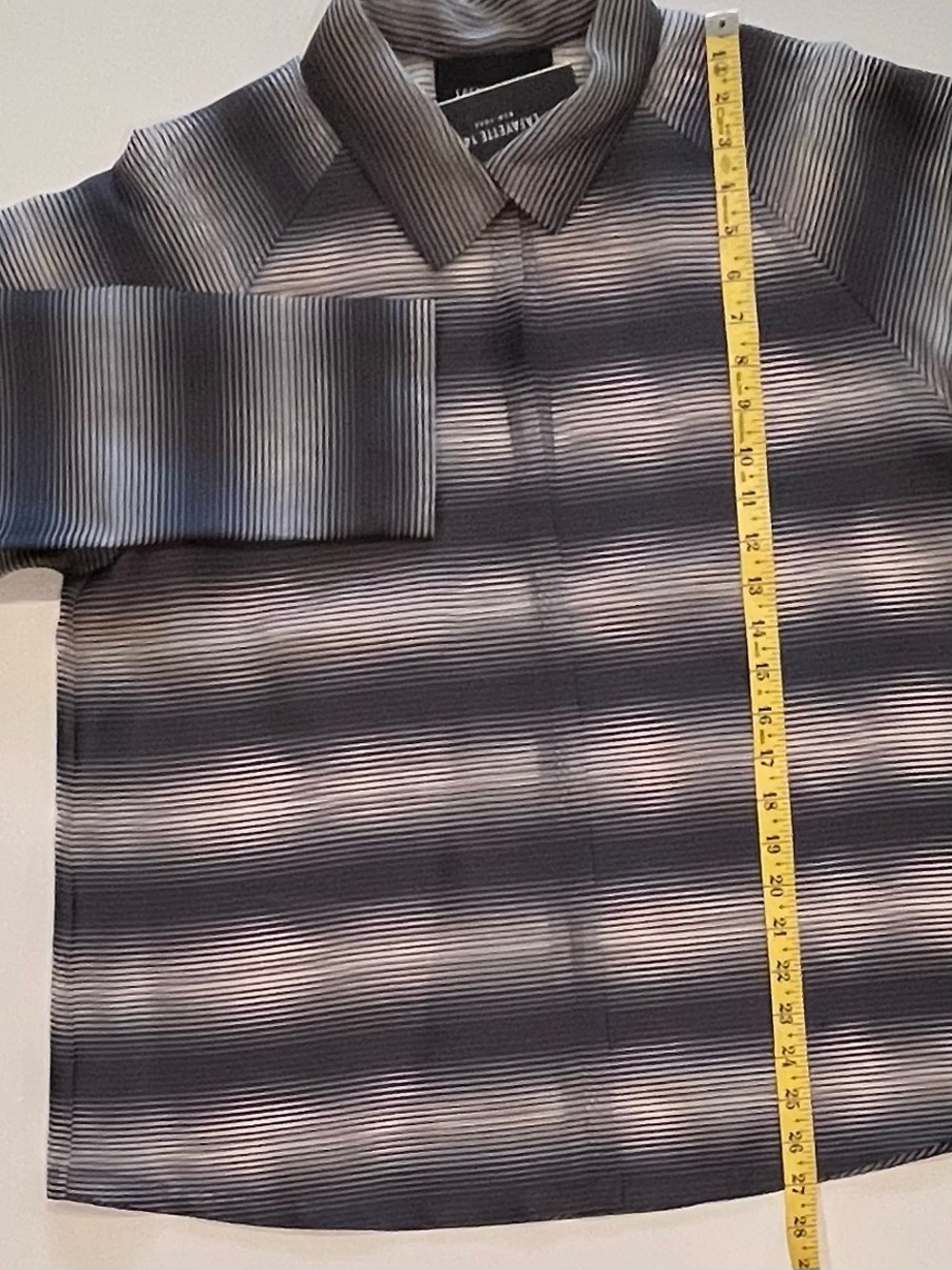 Lafayette 148 New York Sheer Black & Tan Striped Lightweight Silk Shirt-Jacket - Picture 10 of 12